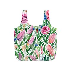 Different Watercolor Flowers Botanical Foliage Full Print Recycle Bag (s)