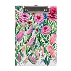 Different Watercolor Flowers Botanical Foliage A5 Acrylic Clipboard