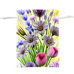 Expressive Watercolor Flowers Botanical Foliage Lightweight Drawstring Pouch (xl) by GardenOfOphir