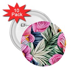 Delightful Watercolor Flowers And Foliage 2 25  Buttons (10 Pack)  by GardenOfOphir