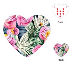 Delightful Watercolor Flowers And Foliage Playing Cards Single Design (heart) by GardenOfOphir