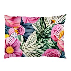 Delightful Watercolor Flowers And Foliage Pillow Case (two Sides) by GardenOfOphir