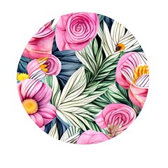 Delightful Watercolor Flowers And Foliage Mini Round Pill Box (pack Of 3)