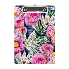 Delightful Watercolor Flowers And Foliage A5 Acrylic Clipboard