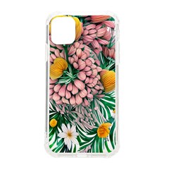 Coral Watercolor Flowers Botanical Foliage Iphone 11 Tpu Uv Print Case by GardenOfOphir