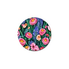 Cute Watercolor Flowers And Foliage Golf Ball Marker by GardenOfOphir