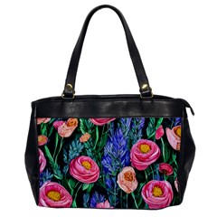 Cute Watercolor Flowers And Foliage Oversize Office Handbag by GardenOfOphir