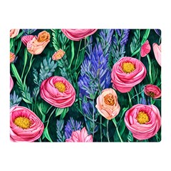 Cute Watercolor Flowers And Foliage Premium Plush Fleece Blanket (mini)