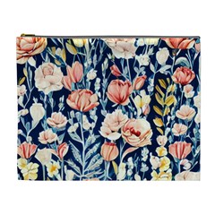 Exquisite Watercolor Flowers And Foliage Cosmetic Bag (xl) by GardenOfOphir