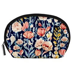 Exquisite Watercolor Flowers And Foliage Accessory Pouch (large)