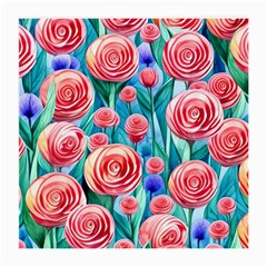 Brilliantly Hued Watercolor Flowers In A Botanical Medium Glasses Cloth