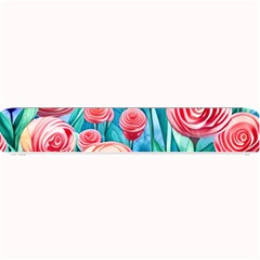 Brilliantly Hued Watercolor Flowers In A Botanical Small Bar Mat