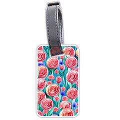 Brilliantly Hued Watercolor Flowers In A Botanical Luggage Tag (one side)