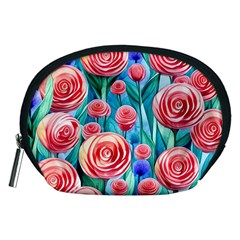 Brilliantly Hued Watercolor Flowers In A Botanical Accessory Pouch (Medium)