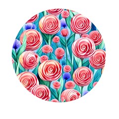 Brilliantly Hued Watercolor Flowers In A Botanical Mini Round Pill Box (Pack of 5)