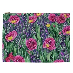 Dazzling Watercolor Flowers And Foliage Cosmetic Bag (xxl) by GardenOfOphir