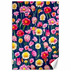 Botanical Flowers Pattern Canvas 12  X 18  by GardenOfOphir