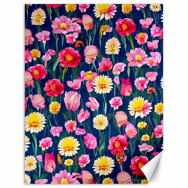 Botanical Flowers Pattern Canvas 12  x 16 