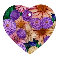 Exotic Tropical Botanical Flowers Pattern Ornament (heart) by GardenOfOphir