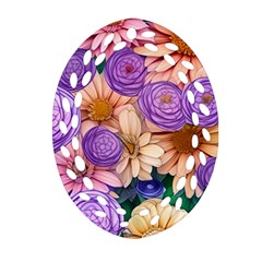 Exotic Tropical Botanical Flowers Pattern Ornament (oval Filigree) by GardenOfOphir