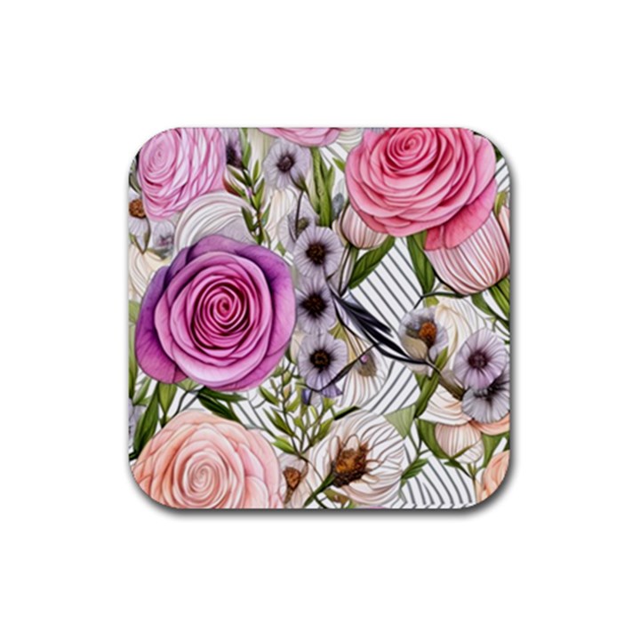 Summertime Blooms Rubber Coaster (Square)