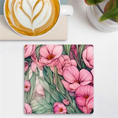 Nature-inspired Flowers Uv Print Square Tile Coaster  by GardenOfOphir