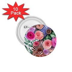 Boho Botanical Flowers 1.75  Buttons (10 pack)