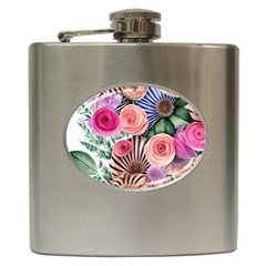 Boho Botanical Flowers Hip Flask (6 oz)