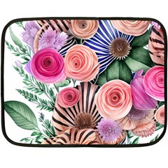 Boho Botanical Flowers One Side Fleece Blanket (Mini)