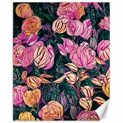 Retro Botanical Flowers Canvas 16  X 20  by GardenOfOphir