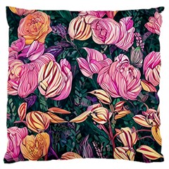 Retro Botanical Flowers Standard Premium Plush Fleece Cushion Case (one Side) by GardenOfOphir