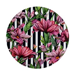 Tropical Botanical Flowers In Watercolor Round Ornament (two Sides) by GardenOfOphir