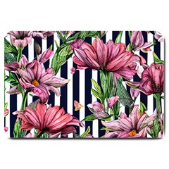 Tropical Botanical Flowers In Watercolor Large Doormat by GardenOfOphir