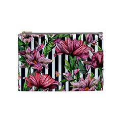 Tropical Botanical Flowers In Watercolor Cosmetic Bag (medium) by GardenOfOphir