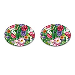 Vintage Tropical Flowers Cufflinks (oval) by GardenOfOphir