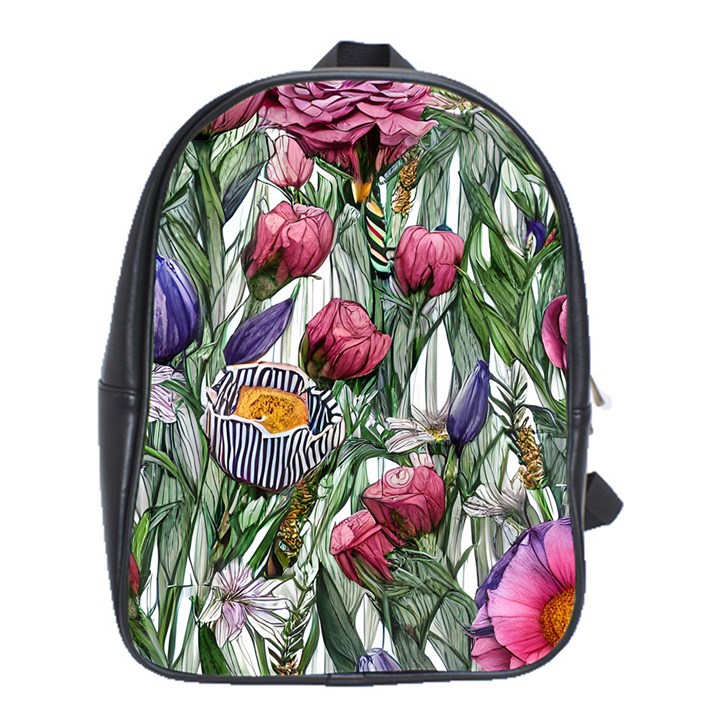 Watercolor Tropical Flowers School Bag (XL)