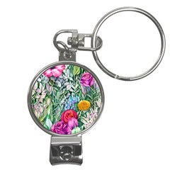 Cottagecore Tropical Flowers Nail Clippers Key Chain by GardenOfOphir