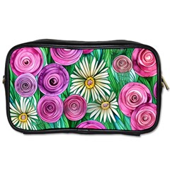 Tropical Flowers Pattern Toiletries Bag (two Sides) by GardenOfOphir