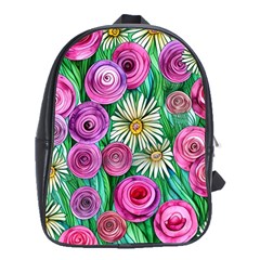 Tropical Flowers Pattern School Bag (xl) by GardenOfOphir