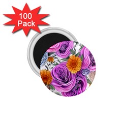 Country-chic Watercolor Flowers 1 75  Magnets (100 Pack)  by GardenOfOphir