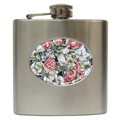 Retro Topical Botanical Flowers Hip Flask (6 Oz) by GardenOfOphir