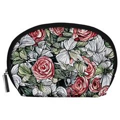 Retro Topical Botanical Flowers Accessory Pouch (large)