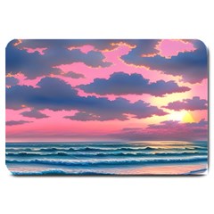 Sunset Over The Beach Large Doormat by GardenOfOphir