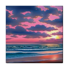 Sunset Over The Beach Face Towel by GardenOfOphir