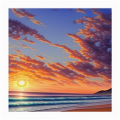 Summer Sunset Over Beach Medium Glasses Cloth by GardenOfOphir