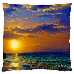 Nature Sunset Large Premium Plush Fleece Cushion Case (one Side) by GardenOfOphir