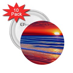 Golden Sunset Over Beach 2 25  Buttons (10 Pack)  by GardenOfOphir
