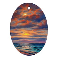 Serene Sunset Over Beach Oval Ornament (two Sides) by GardenOfOphir