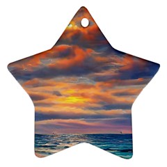 Serene Sunset Over Beach Star Ornament (two Sides) by GardenOfOphir