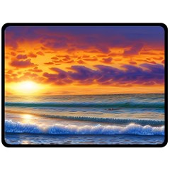 Summer Sunset Over The Ocean One Side Fleece Blanket (large) by GardenOfOphir